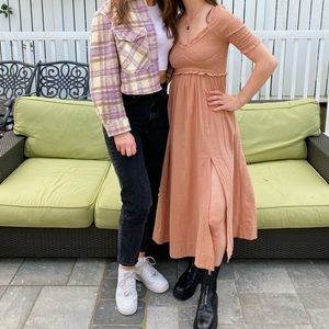 Light pink/mauve free people midi dress with slit